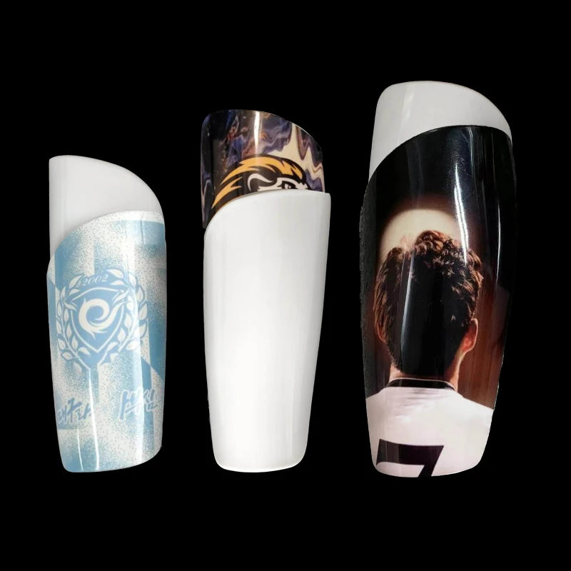 OEM Sublimation Heat Transfer Printing Press Plastic White Blank Soccer Shin Guard Football Game Shinguard Leg Calf Protector