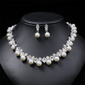 Wholesale Royal Vintage Elegant Luxury Beautiful Natural Pearl Square Diamond Bridal Wedding Jewelry Set