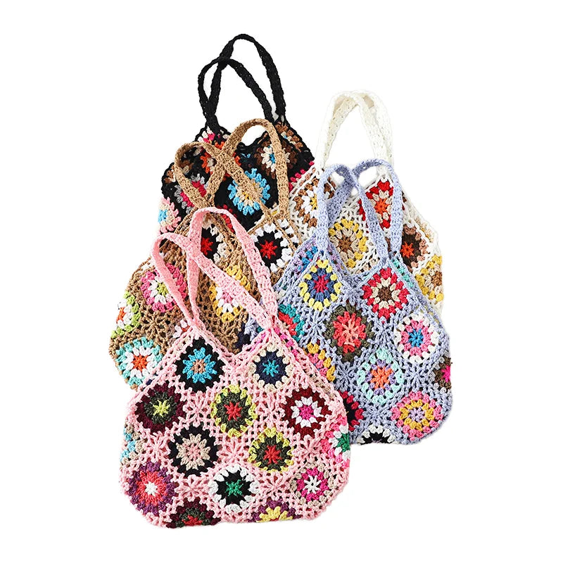 Wholesale Bohemian Crochet Storage Bags - Suitable for Storage Cute & Multicolor 3 Styles Available