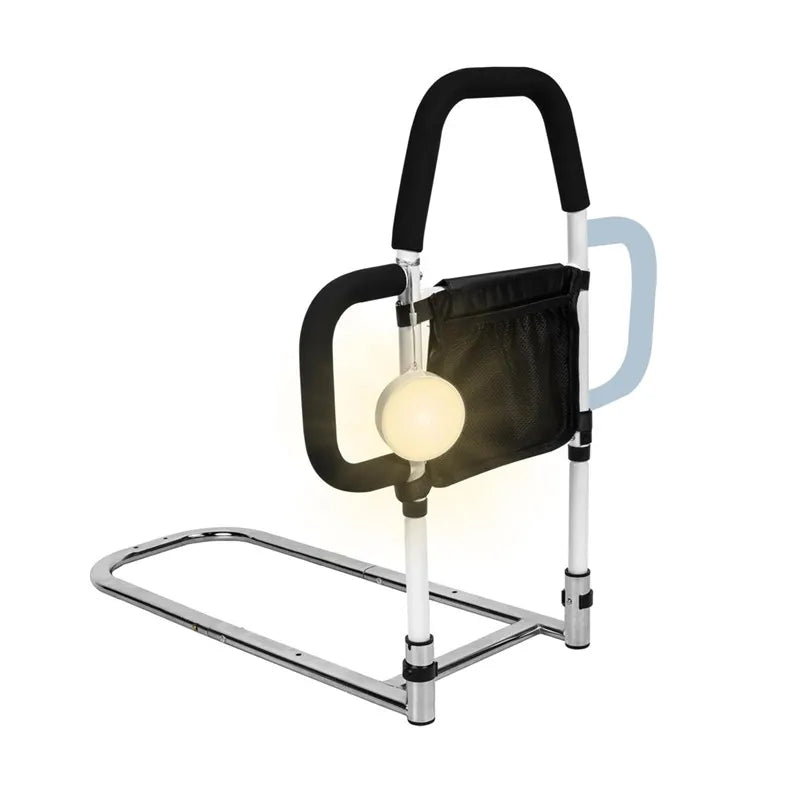Bed Rails for Elderly Adults Safety Motion Sensor Light Double Grab Bar Bed Assist Rail Storage Bag Fall Prevention 150kg Weight