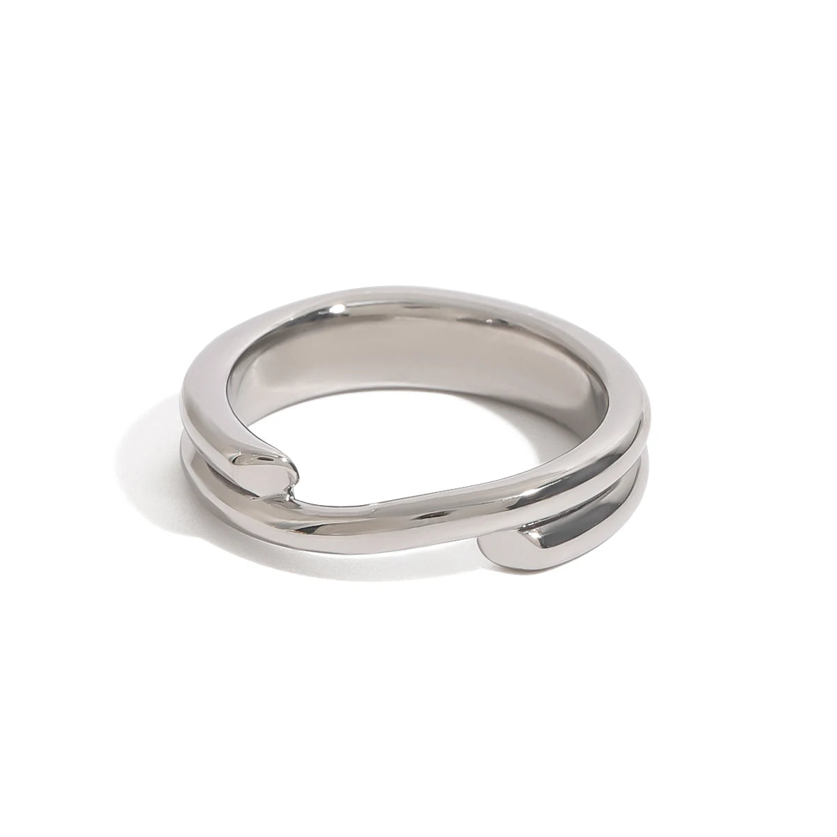 J&D Wholesale Silver Color Stainless Steel Finger Ring Hip Hop Geometric Adjustable Engagements Jewelry
