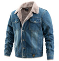Wholesale Men's Winter Denim Jacket Parkas Windproof Thick Fleece Warm Coat Men Fashion Casual Fur Collar Jacket