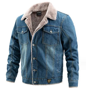 Wholesale Men's Winter Denim Jacket Parkas Windproof Thick Fleece Warm Coat Men Fashion Casual Fur Collar Jacket