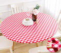 Round Fitted Vinyl Tablecloth with Elastic Edge 100% Waterproof Wipe Clean Christmas PVC Table Cloth Decorative Table Cover
