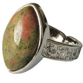 New Trend Silver Unakite Oval Stone Rings for Women Girls Horse Eye Vintage Natural Gemstone Party Wear Engagement Jewelry Ring
