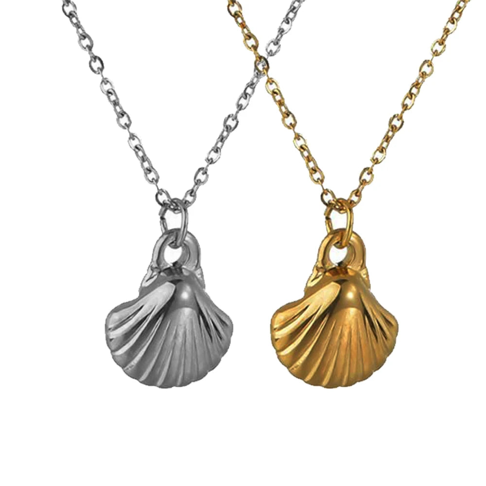 New Arrive Hot Jewelry Wholesale Shell Necklace Dainty Bohemian Women 18k Gold Seashell Pendant Stainless Steel Conch Necklace