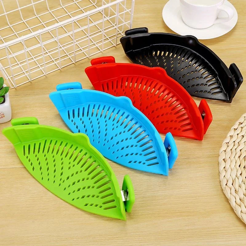 Household Tools Creative Plastic Drain Basket Wash Rice Filter Leakproof Baffle Kitchen Gadget Pot Side Drainer Washing Filter S