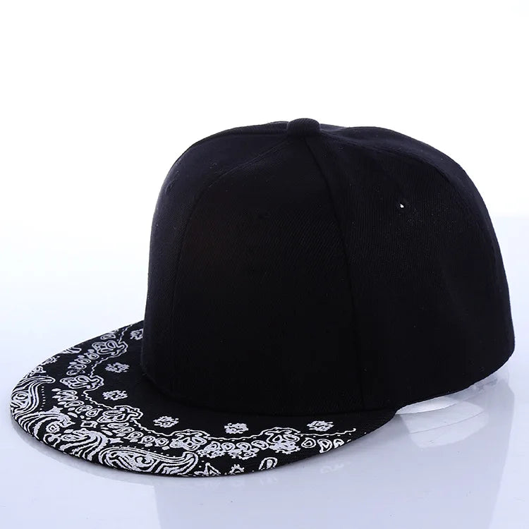 Paisley Print Flatbill Cap Snapback Hat for Men Women Hip Hop Style Colorful Flat Bill Hats Teens Adjustable Baseball Cap
