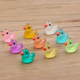 Noctilucent Duck Resin Earring Charms Diy Findings 3D Phone Keychain Bracelets Pendant for Jewelry Making