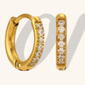 Dingran 10mm 12mm 14mm 16mm  18k Gold Plated Huggies Earrings Jewelry Stainless Steel Zircon Hoop Earrings for Women