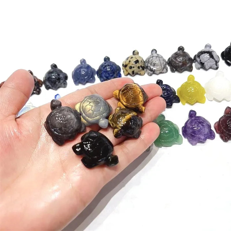 Wholesale Natural Tiger Eye Tortoise Carving Quartz Hand Carved Cute Crystal Animal Turtle