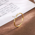 Elegant Gold Plated 925 Sterling Silver Cubic Zircon Ring Shining Diamond Geometric Open Ring for Wedding