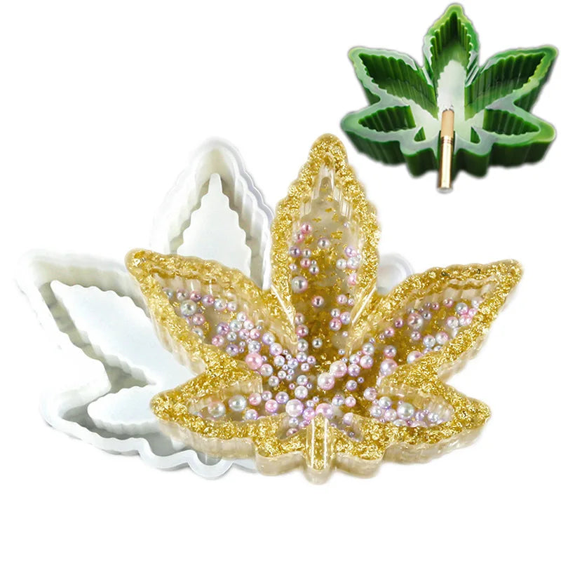 HY Maple Leaf Silicone Ashtray Mold for Jewelry Storage Box Resin Making