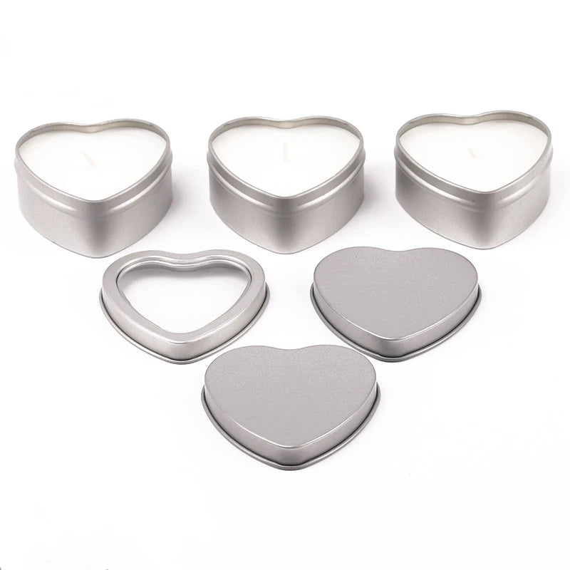 Customized Luxury Premium Tea Cans With Window Cute Heart Shape Candle Tin