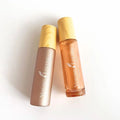 Pink clear Roll on Bottles 10 ml With Wooden Lid Luxury Frosted Empty Glass Bottle Skincare Essential Oil Roller Bottle