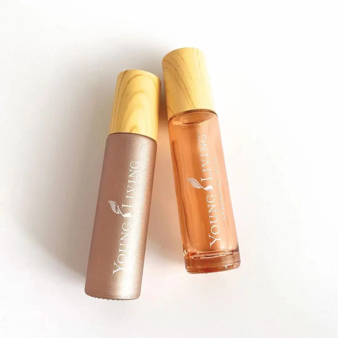 Pink clear Roll on Bottles 10 ml With Wooden Lid Luxury Frosted Empty Glass Bottle Skincare Essential Oil Roller Bottle