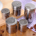 Dispenser Rotatable Lid Shakers Salt Sugar Spice Pepper Stainless Steel Spice Shakers Adjustable Pour Holes Jars Seasoning