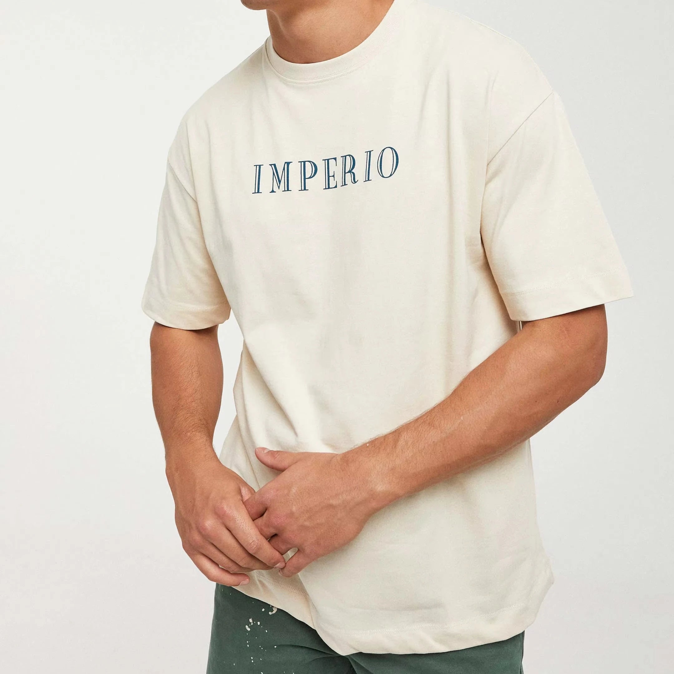 Men's 25% Nylon 36% Pol. 9% Acrilico 30% PBT Regular Fit Imperio Casual Short Sleeve Breathable T-Shirt O-Neck Collar Letter