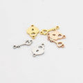 Fashion Jewel Pendant in Geometric Round Brilliant Cut Plated With Gold Plated Charm Pendant with Mini Double Heart Lock Design