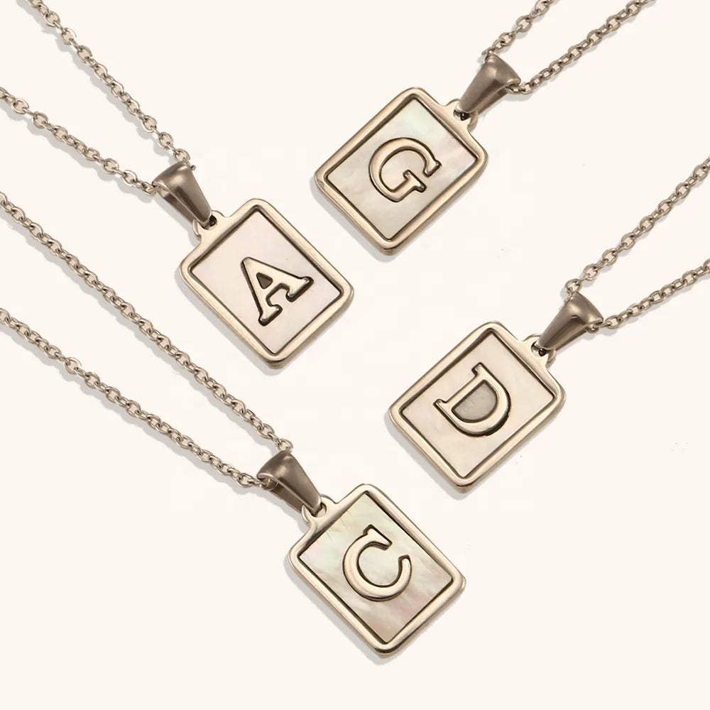 Dingran Custom Stainless Steel Gold Plated Initial Letter Pendant Necklace for Women Trendy Link Chain Factory Wholesale