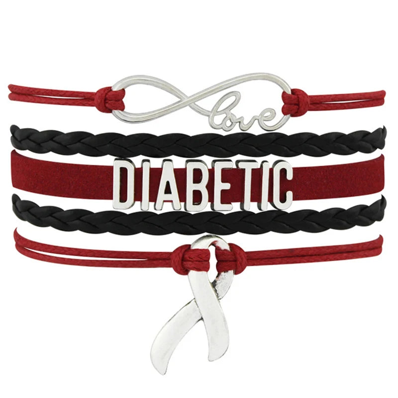 Type 1 Type 2 Cure Diabetes Warrior Be Brave Warrior Fighter Survivor Mom Hope Faith Love Ribbon Diabetic Awareness Bracelets