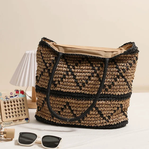 Eco-Friendly Stylish Durable Lightweight Perfect for Beach Bag Handwoven Paper Straw Tote Bag