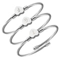 Lady Stainless Steel Expandable for Bracelet Heart Charm Engraving 26 Letter Engraved Cable Wire Bangle Fashion Accessory for