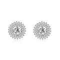 Dainty 925 sterling silver simple hypoallergenic full diamond round disc shape stud earrings for women