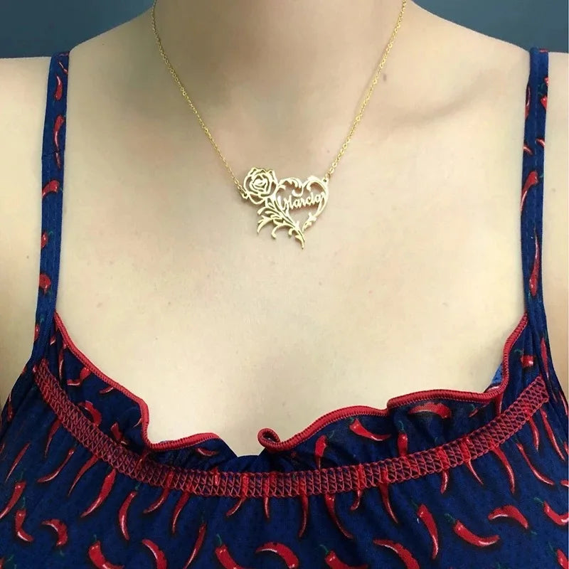 Personalized Collier Stainless Steel Jewelry Gold Custom Name Plates Pendant Necklace for Women Ladies