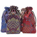 Customized Logo Purple Satin Bead Bags Elegant Chinese Style String Pouch with Drawstring for Textile Packaging