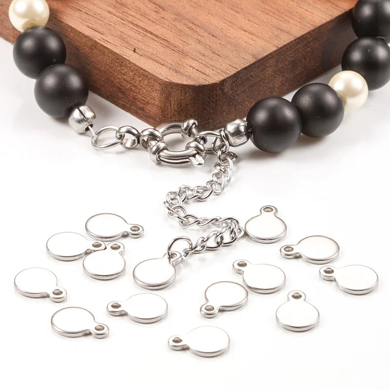 Customized Stainless Steel Logo Laser-Engraved round Charm Lantern Shape Metal Tags for Jewelry Findings & Components