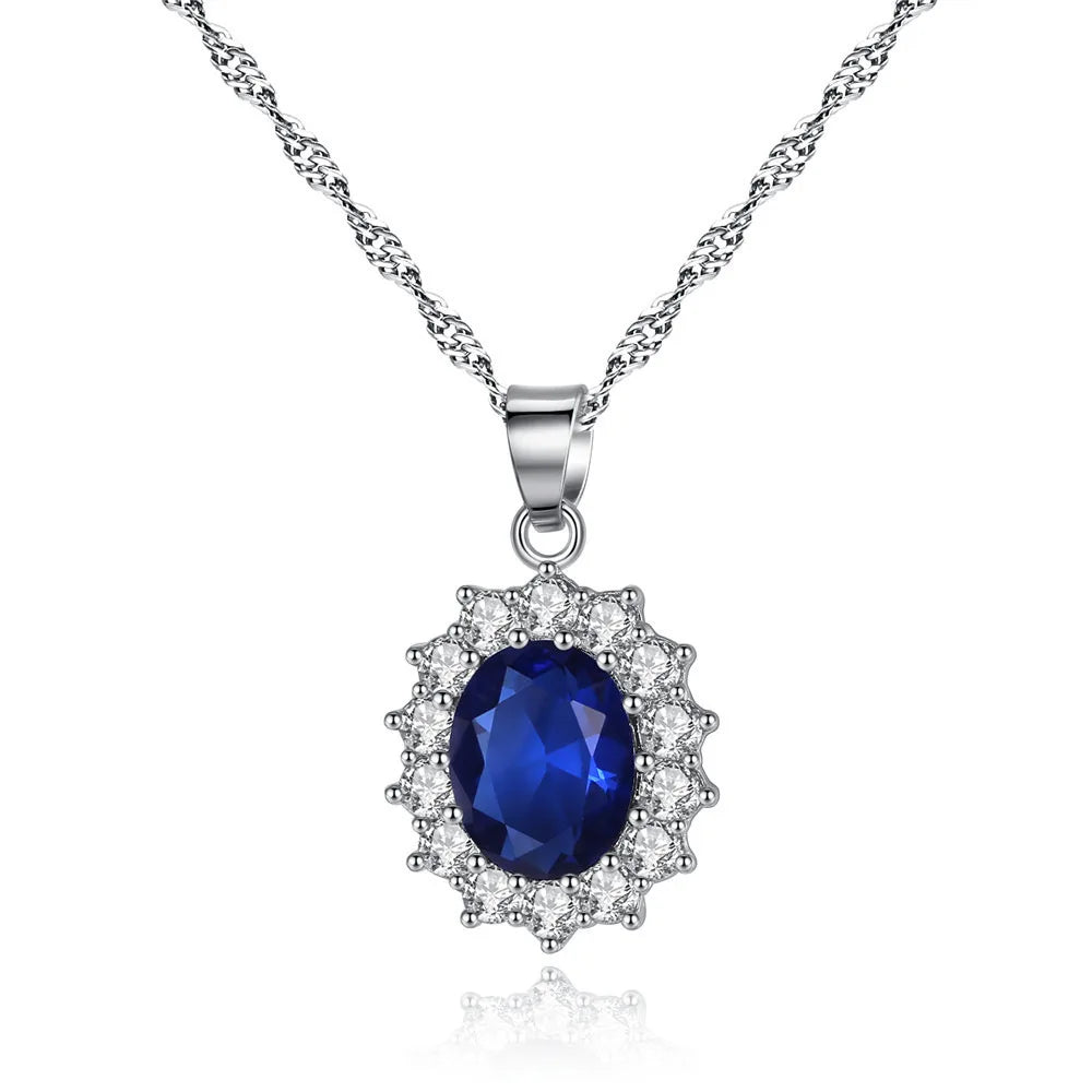 Luxury Royal Charm Necklace with Heart-Shaped Solar Flower Zircon Romantic Style Kate Middleton Wedding for Parties