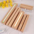 Wood Rectangle Led Night Light Lamp Display Base Stand with USB Cable for Acrylic Crystal Night Light Glass Resin Art