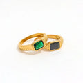 Fenny 18K Gold Plated High End Ready to Ship No Fade Fashion Delicacy Green&Black Glass Ring Stainless Steel Wholesale Jewelry