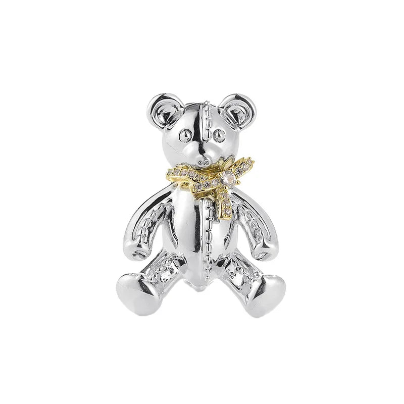 WKT-WP009 High Grade Zircon Cute Glossy Bear Brooch Cartoon Bow Animal Brooch Temperament Suit Accessory Corsage