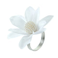 White Chiffon Lotus Flower Napkin Rings for Wedding Hotel Table Decorations Floral Embellished Napkin Party Decoration