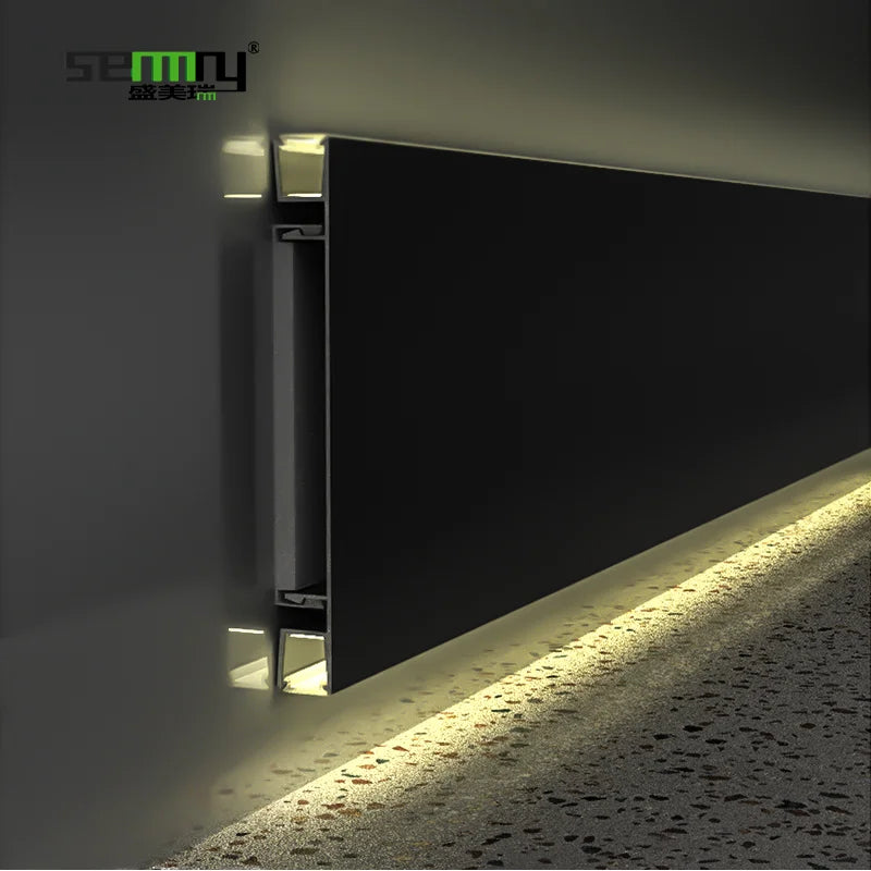 Direct Supply Jiangsu Modern 5cm Matte LED Skirting Line Aluminum Magnesium Alloy Light Strip Baseboard Tile Accessories
