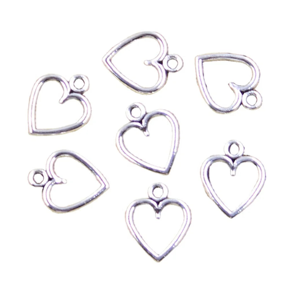 Charms Hollow Lovely Heart 14x11mm Antique Bronze Silver Color Pendants DIY Making Findings Handmade Tibetan Jewelry