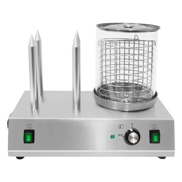 Stainless Steel Automatic Electric Hot Dog Roller Grill Machine With 4 Bun Warmer Stick