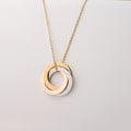 2026 Fashion Stainless Steel Round 3 Circle Ring Mirror Polished Tri Color Gold Plated Necklace for Women Jewelry