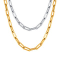 Gold Plated Stainless Steel High Quality Paperclip Women Link Chains Jewelry Delicate Rectangular Choker Collar Waterproof Party