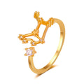 2022 New 12 Constellations Ring Fashion Open Ring Lucky Best Friend Gift Gold Color Diamond Zodiac Ring