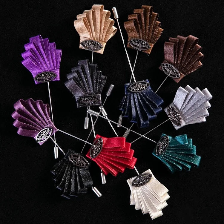 Free Shipping Handmade Men's Cloth Flower Brooch Pin Fabric Long Needle Lapel Pin for Mens