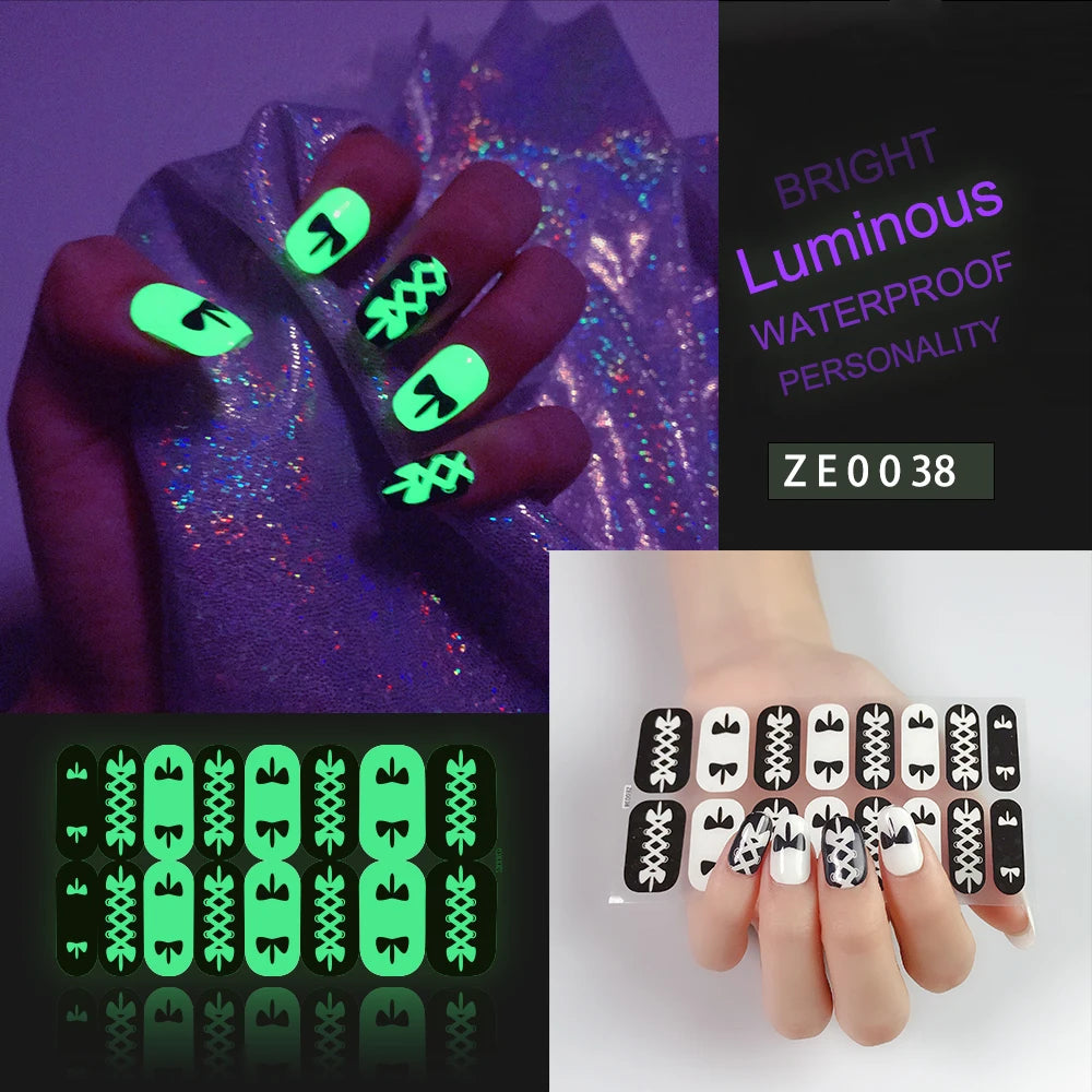 Creative Luminous Geometry Style Ballet Bowknot Nail Sticker New Technology Striped Checkerboard Pattern Made of Plastic