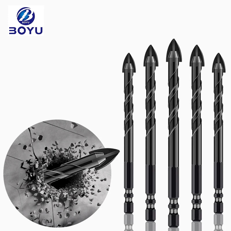 Multi-purpose Porcelain Ceramic Glass Tile Drill Bits Cross Carbide Tip Hex Twist Drill Bit With 4 Cutting Edges