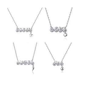 Diamond Letter Pendant Necklace 925 Silver Custom Name Choker for Lover Rhodium Plated Zircon Trendy Style for Weddings