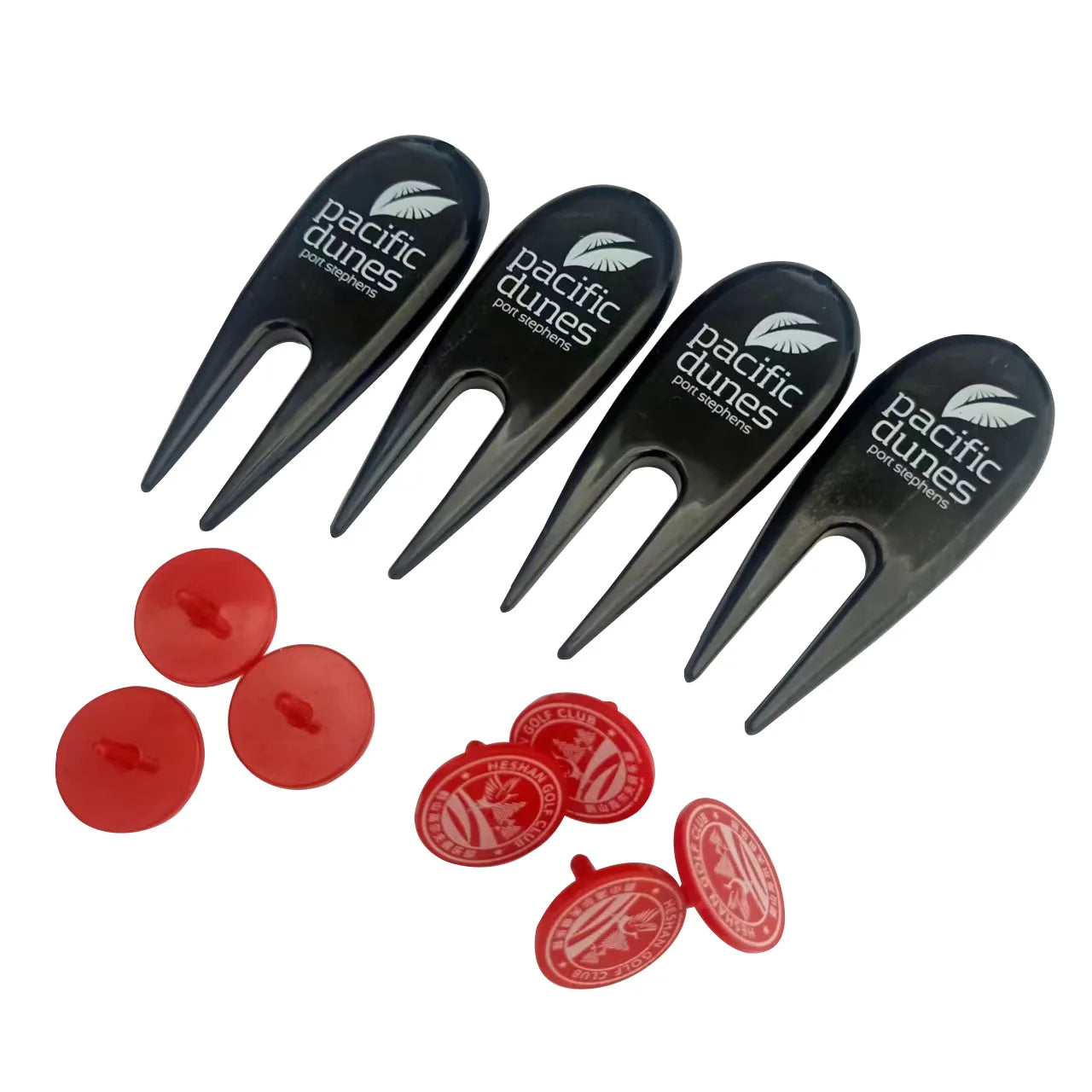 Direct Factory Supply Professional Plastic Red Black Round Golf Pitchfork High Quality Divot Tool OEM Custom Logo for Golfers