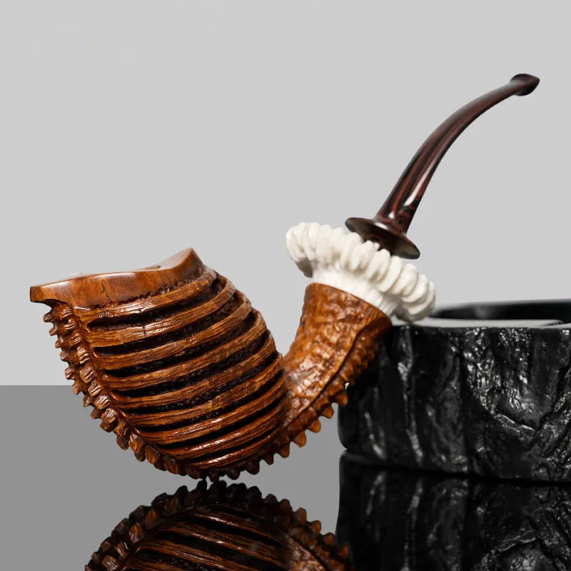 MUXIANG Handmade Engraved Tobacco Pipe Free Style Briar Smoking Pipe