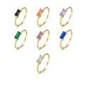 SP Wholesale Zircon Open Rings Jewelry Gold Plated 925 Sterling Silver Colorful Square Zircon Adjustable Ring for Women