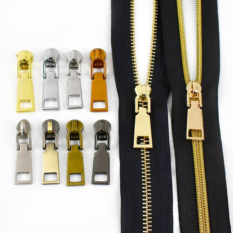 Meetee G6-3 3# Nylon Zip Side Puller Reversible Slider Zipper Head Lock Metal Clothing Hardware Accessories Customizable